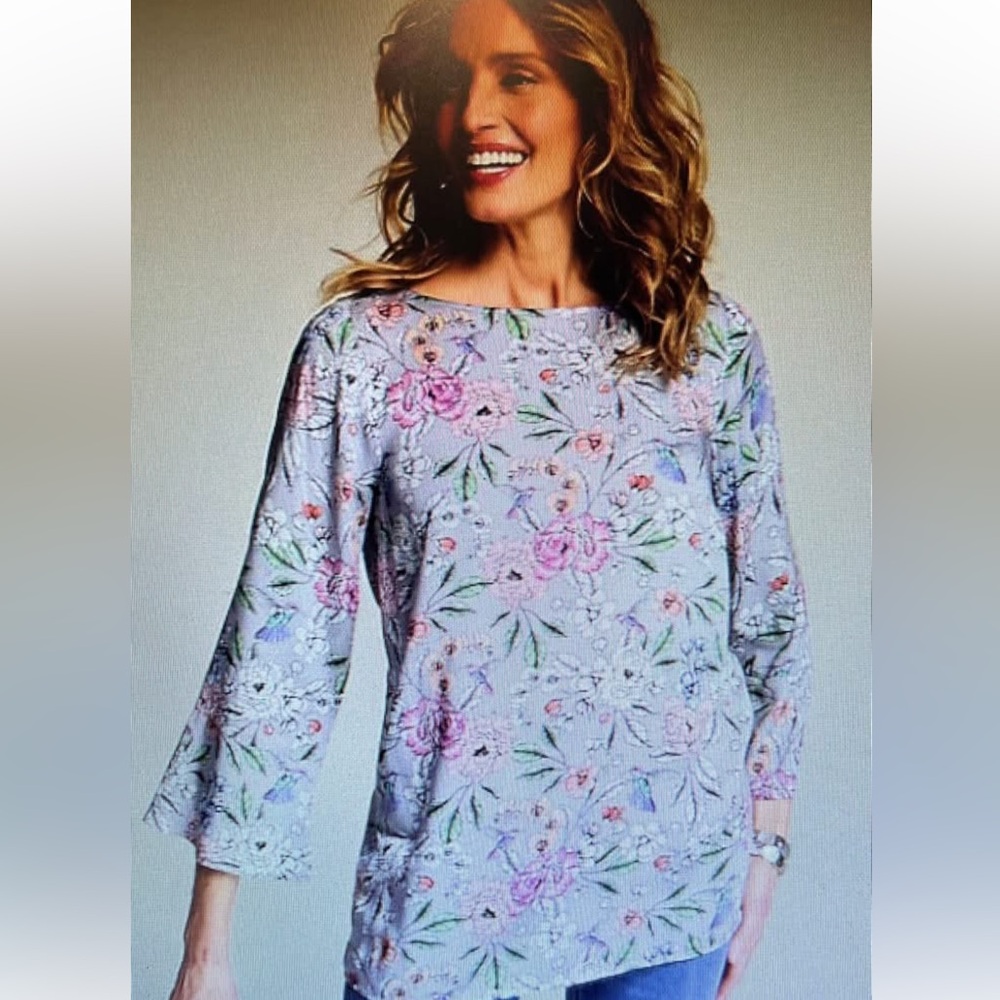 J JILL HUMMING BIRD TOP MULTI COLOR SIZE MEDIUM NWT!